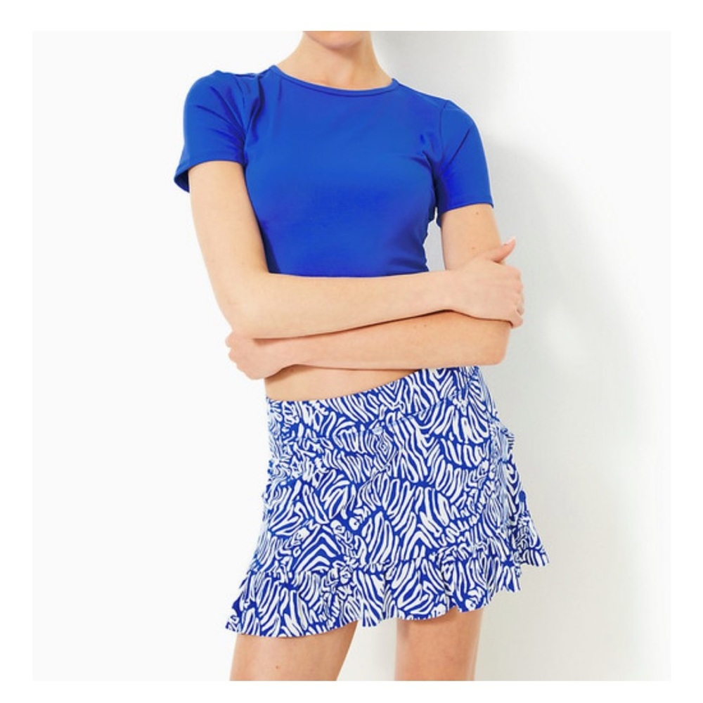 Lilly Pulitzer Luxletic Cascadia Skort in Martinique Blue Zee Bebe NWT